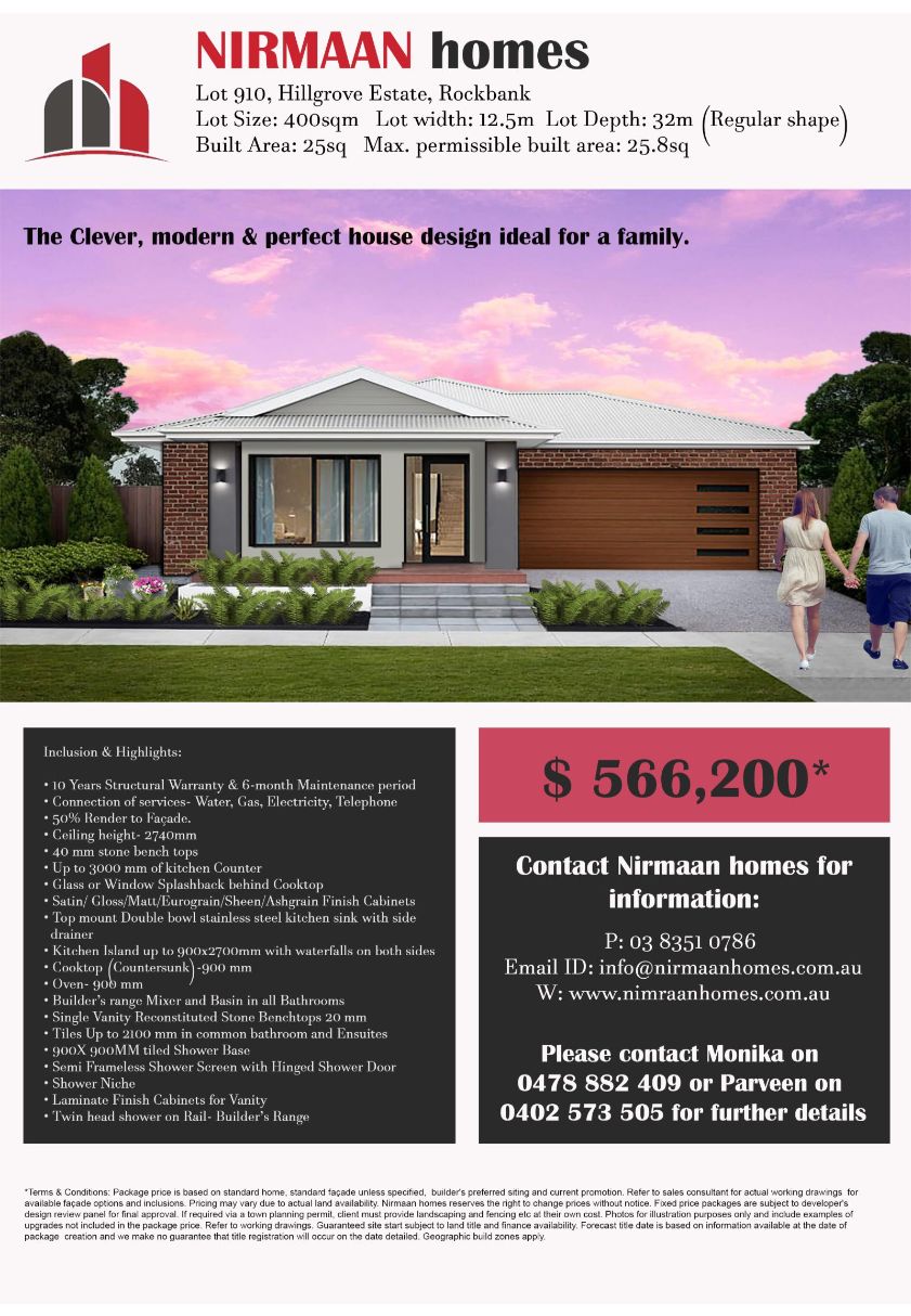 Fern, Lot 910, Hillgrove estate, Rockbank Nirmaan Homes